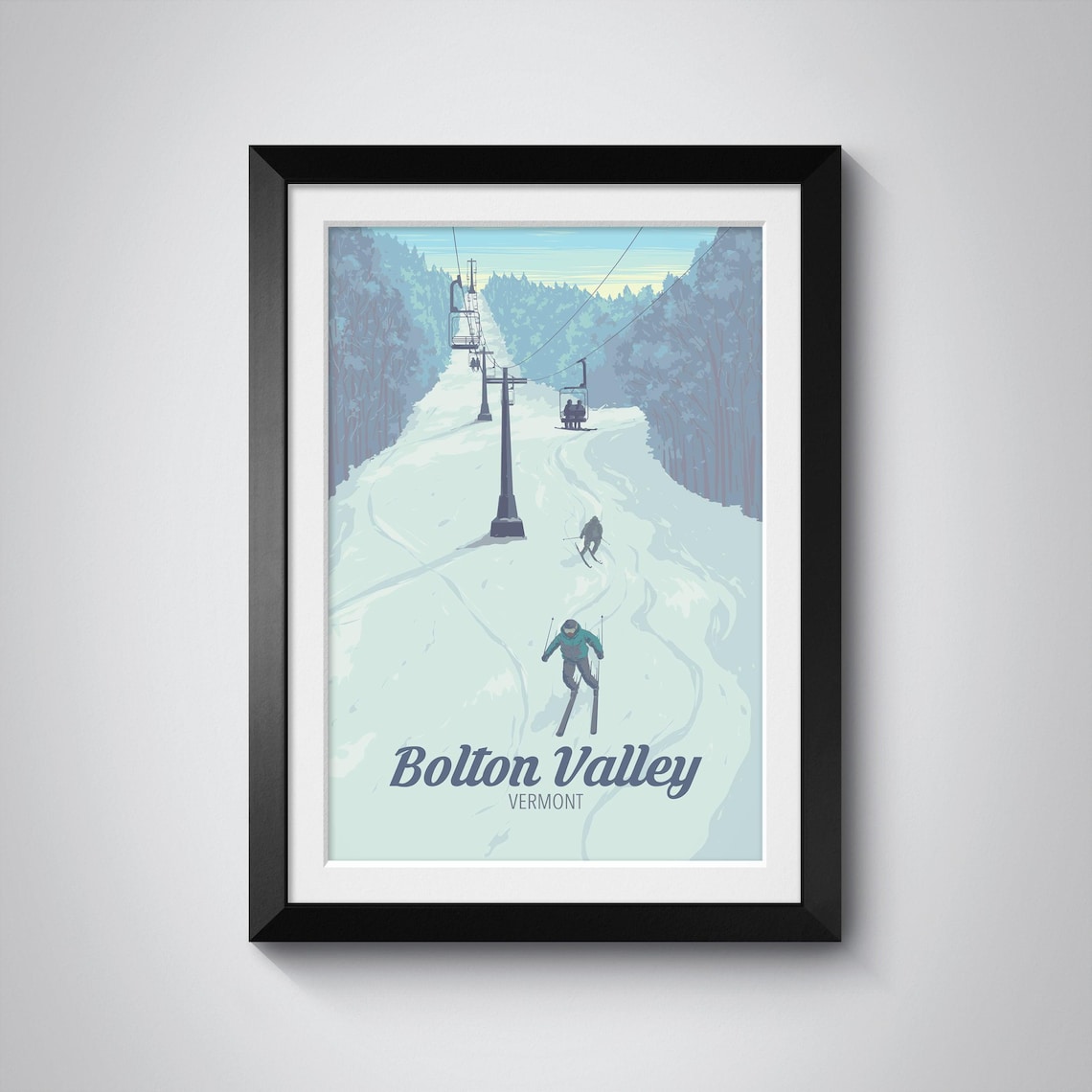 Bolton Valley Vermont Travel Poster, Winter Sports Print