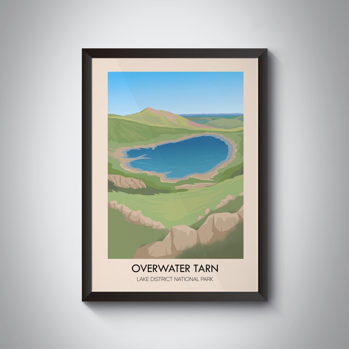Overwater Tarn Lake District National Park Fell View Travel Poster