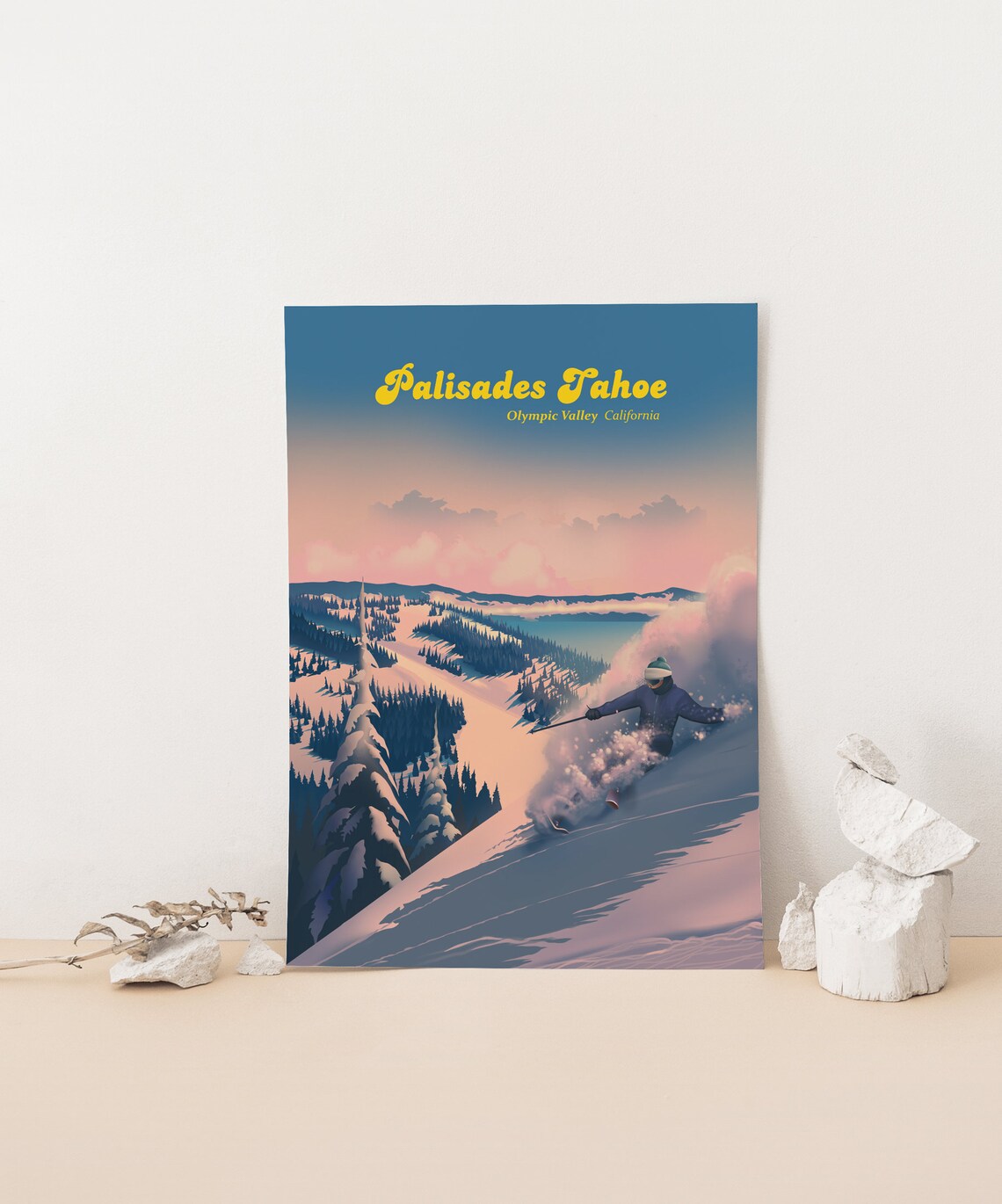 Palisades Tahoe Vintage Travel Poster, Sierra Nevada - Image 4