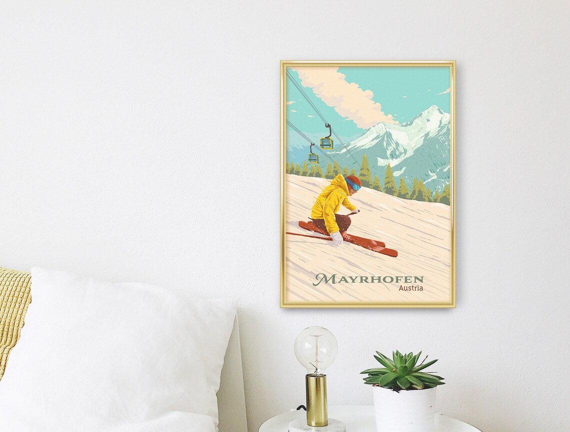 Mayrhofen Vintage Ski Resort Travel Poster - Image 3