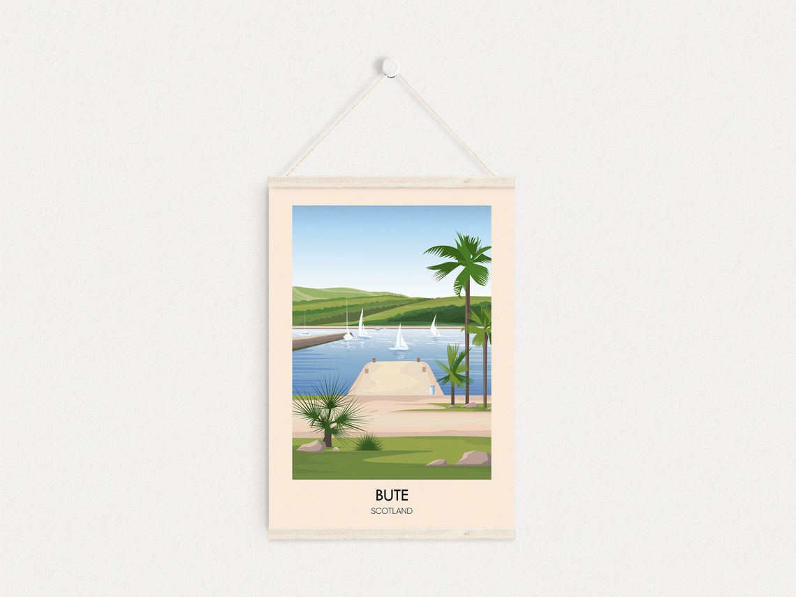 Bute Poster Scotland Isle Of Bute Islands Of The Firth Of Clyde Vintage Travel Print Scottish Islands Hiking Arran Framed Art Print - Image 4