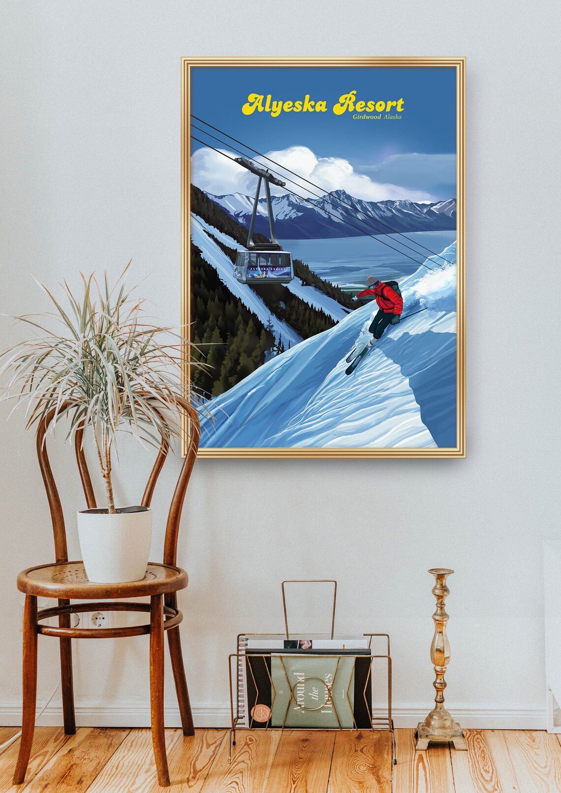Alyeska Ski Resort Vintage Travel Poster, Alaska - Image 2
