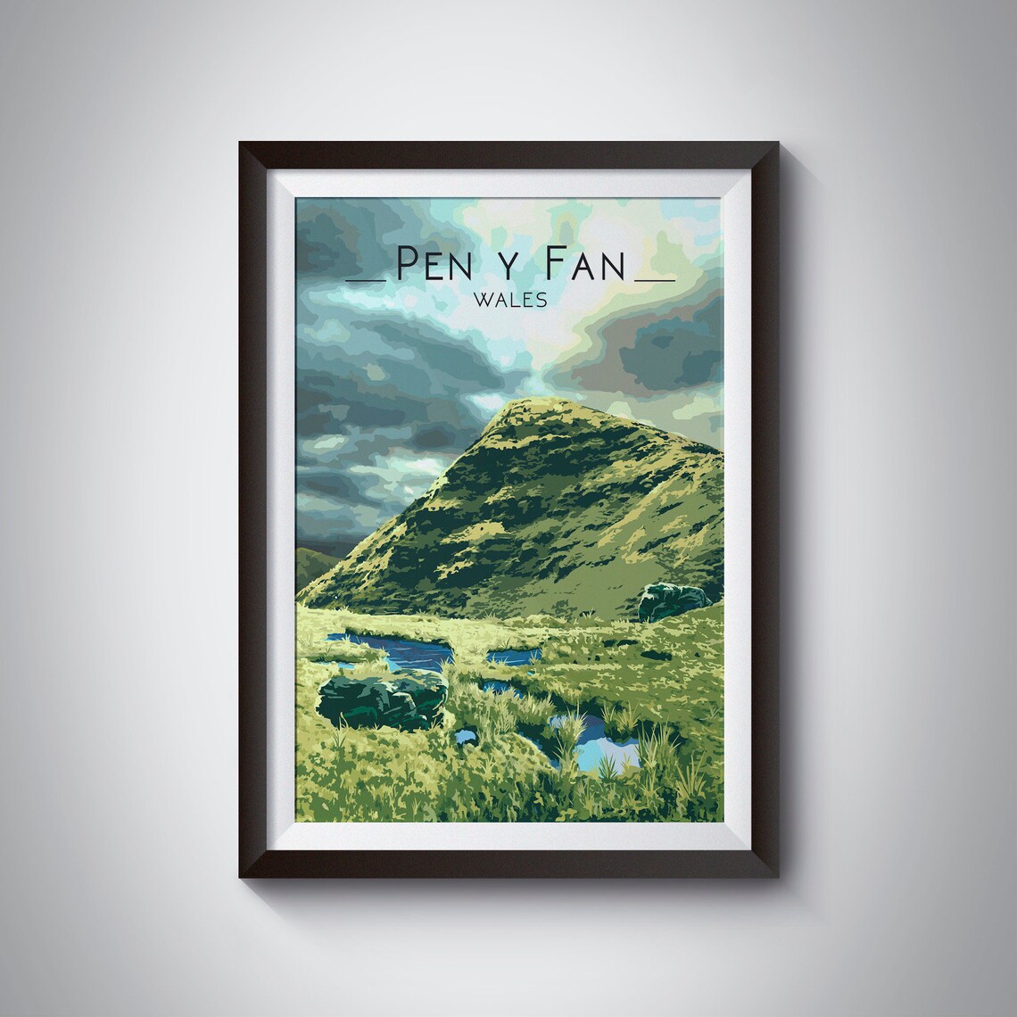 Pen Y Fan Travel Poster, South Wales Mountains