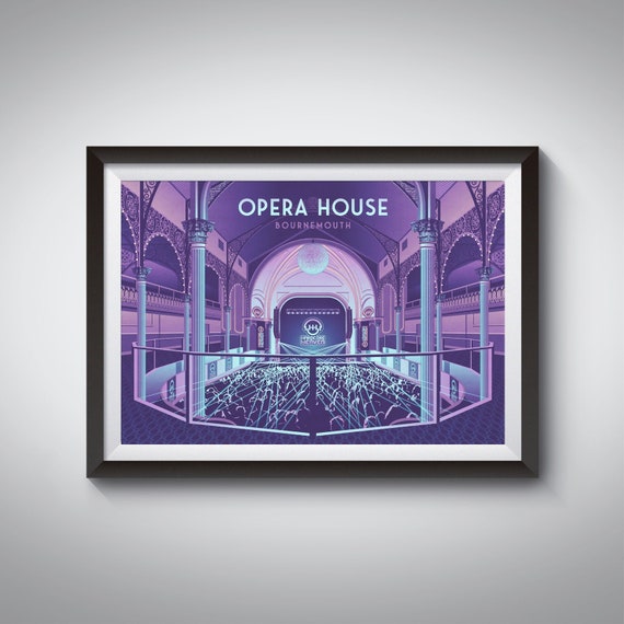 Opera House Bournemouth Poster Hardcore Heaven Slinky Bournemouth Travel Print Music Venue Architecture Print O2 Academy Wall Art