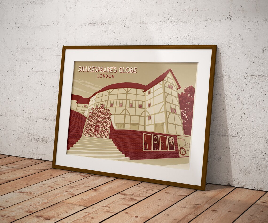 Shakespeare's Globe Theatre London Tudor Playhouse Travel Poster - Image 3
