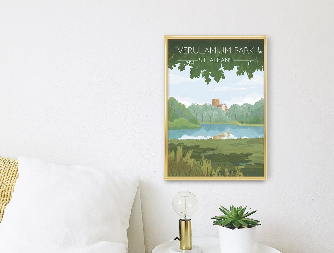 Verulamium Park St Albans Vintage Travel Poster - Image 3