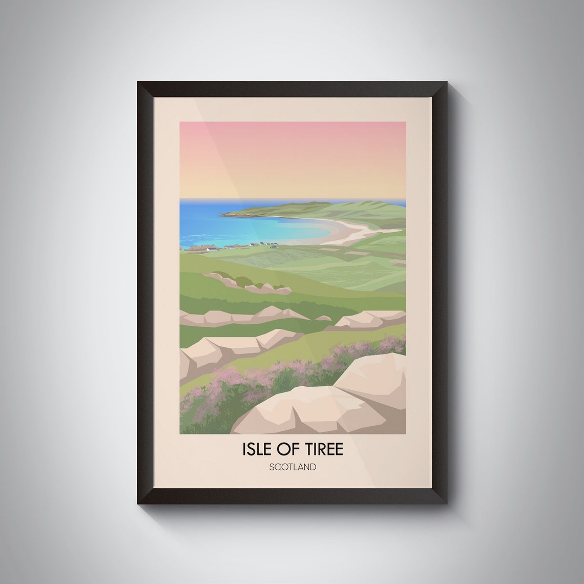 Isle Of Tiree Poster Western Scotland Uk Inner Hebrides Ardnamurchan Vintage Travel Print Traigh Bhi Balephuil Bay Scottish Island