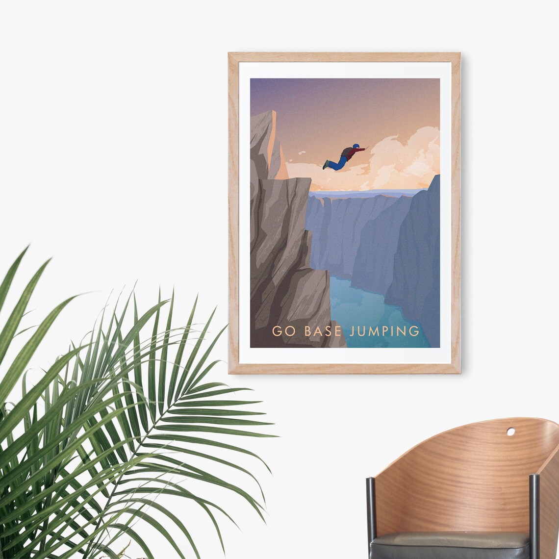 Go Base Jumping Retro Travel Poster, Extreme Sport - Image 3