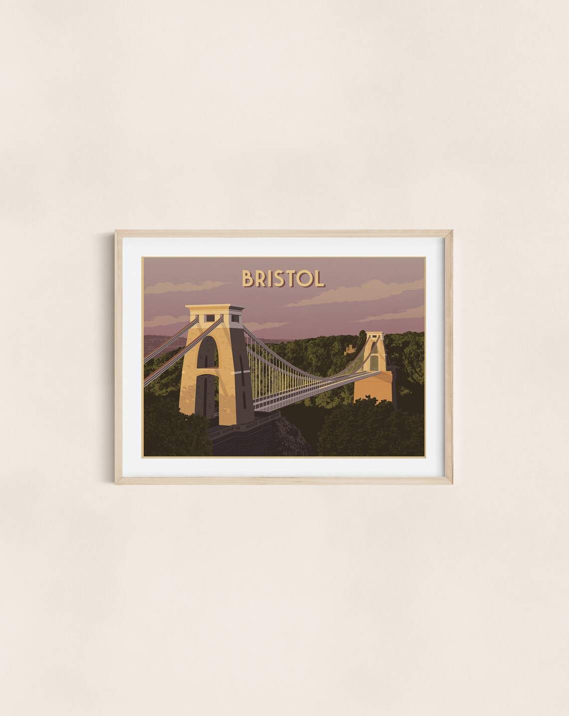 Bristol Clifton Suspension Bridge Vintage Sunset Travel Poster - Image 3
