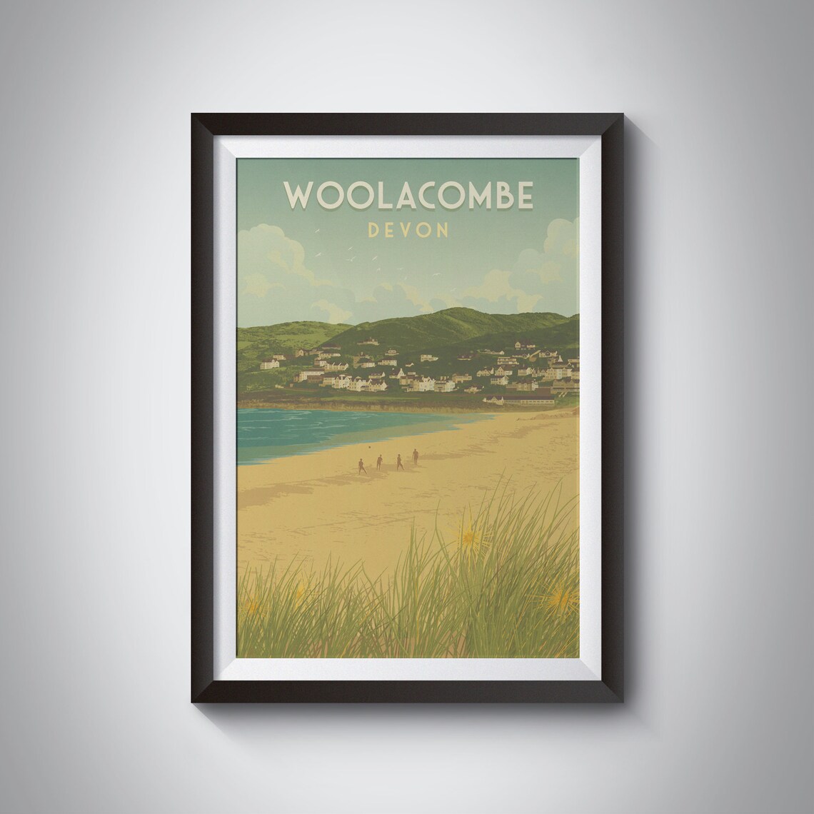 Woolacombe Devon Vintage Travel Poster Print
