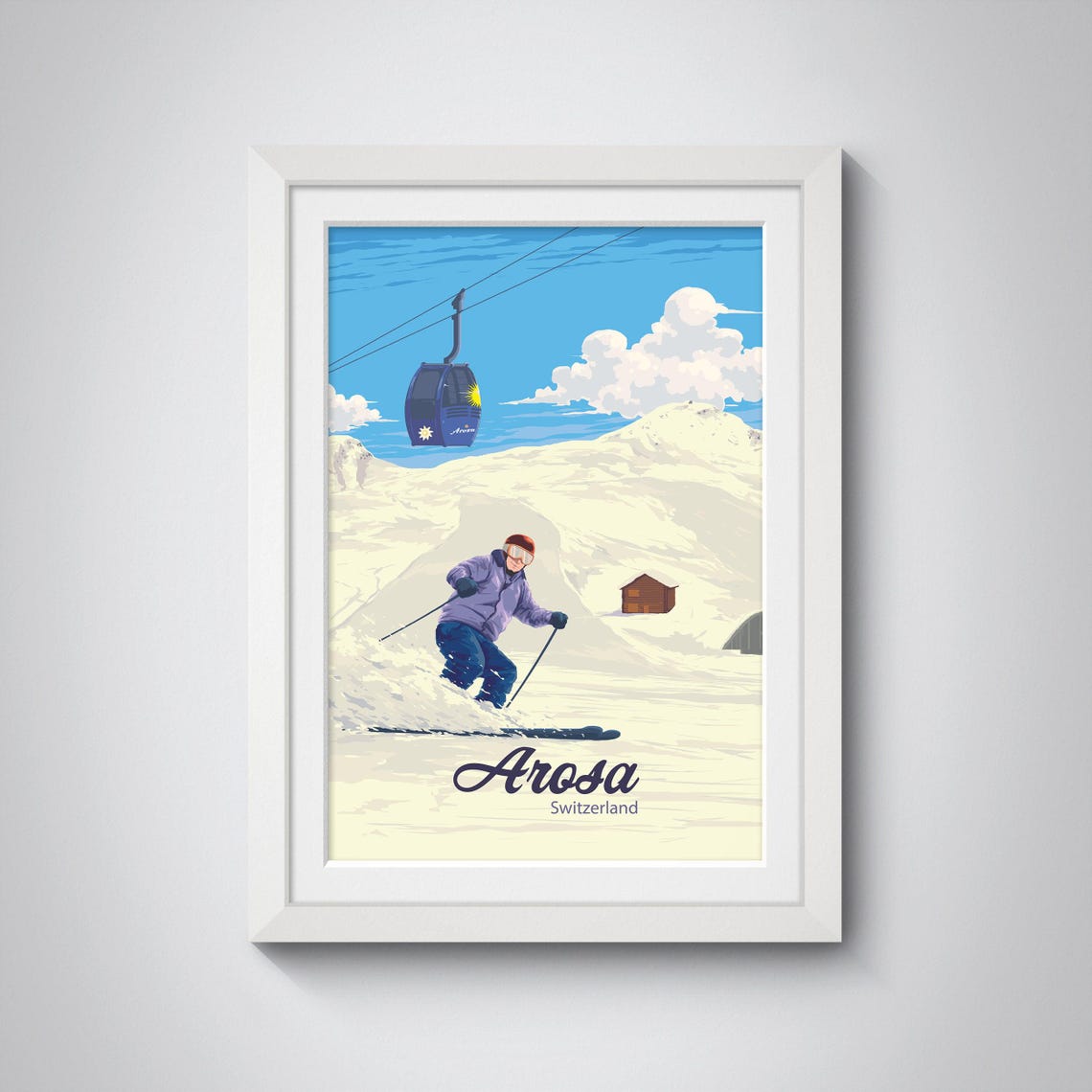 Arosa Switzerland Ski Resort Travel Poster Swiss Alps Winter Sports Wall Art Scenic Mountain Print Skiing And Snowboarding Adventure Deco - Image 4