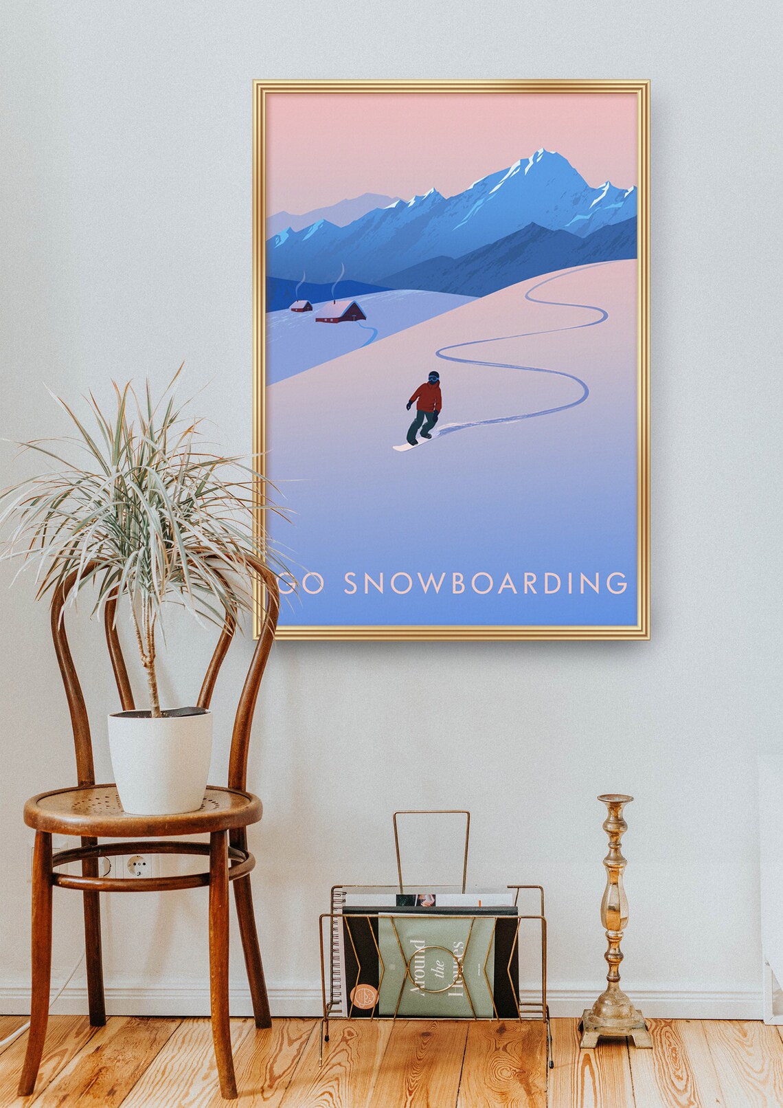 Go Snowboarding Vintage Ski Travel Poster - Image 2