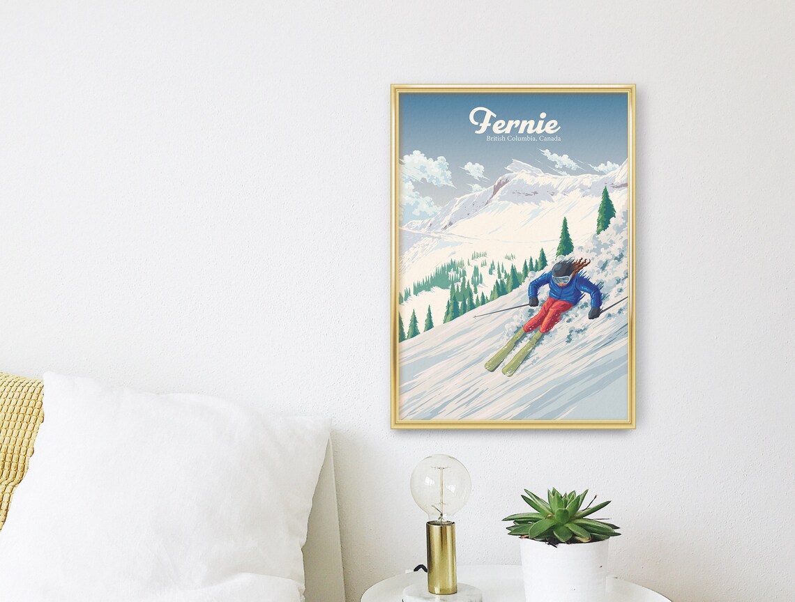 Fernie Ski Resort Vintage Travel Poster, British Columbia - Image 3