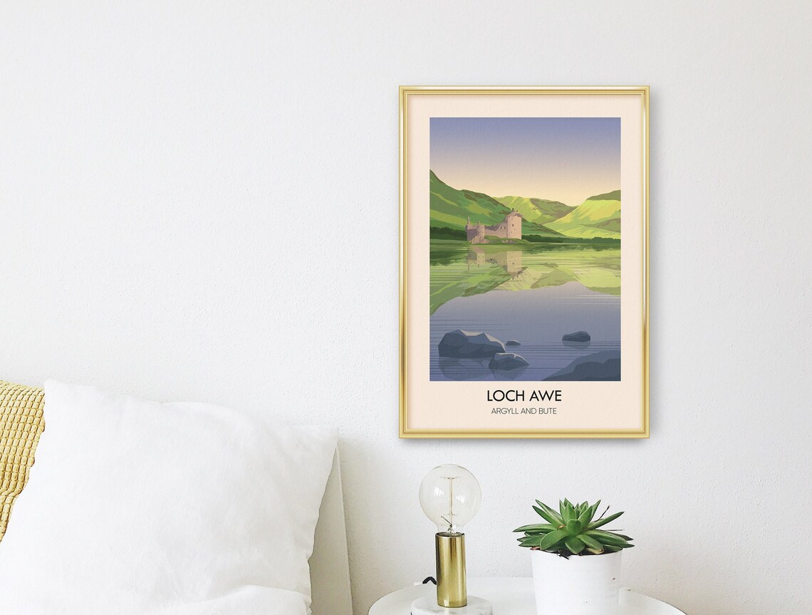 Loch Awe Argyll And Bute Castle Loch Retro Scottish Travel Poster - Image 3