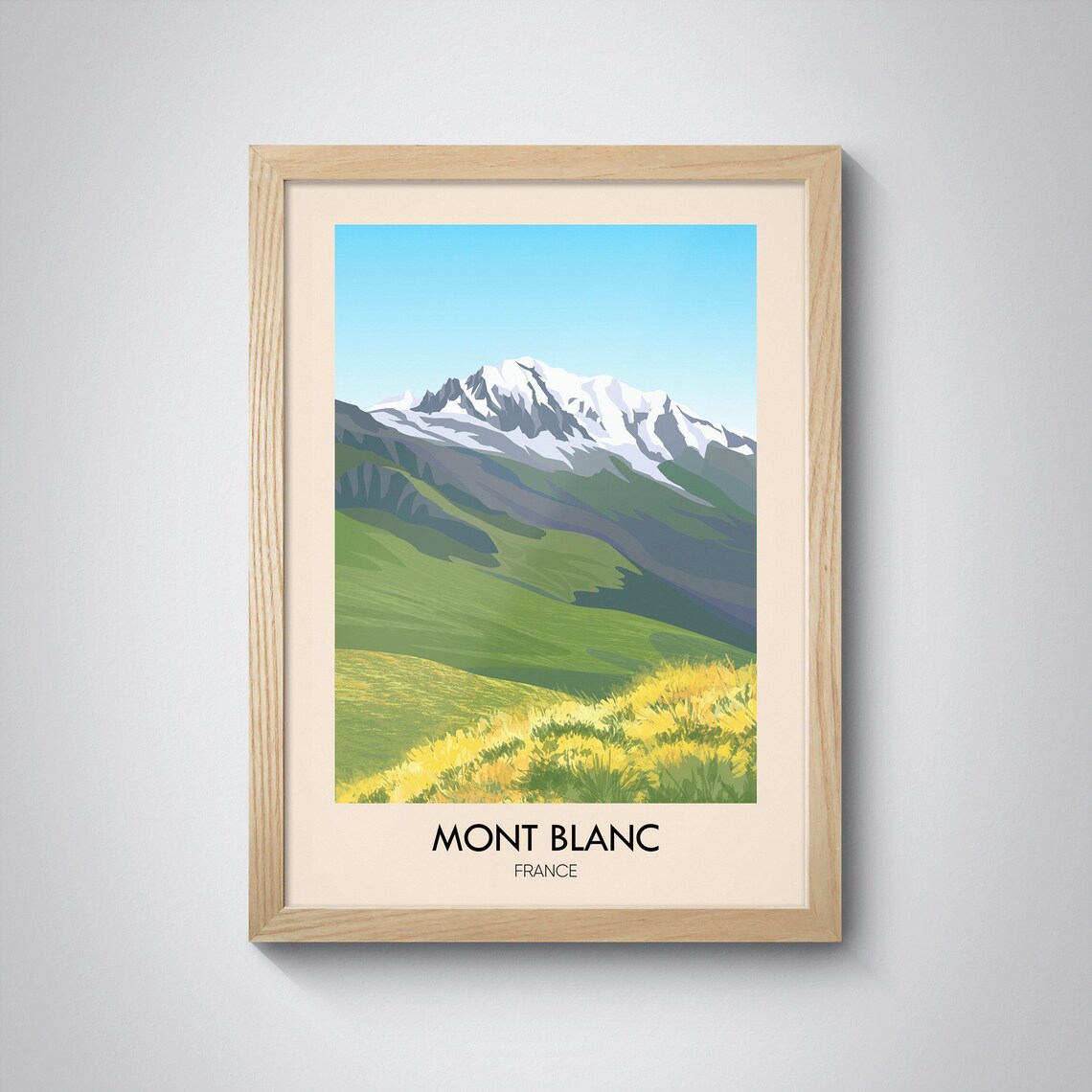 Mont Blanc France Snow Summit Alpine Meadow Minimalist Travel Poster - Image 3