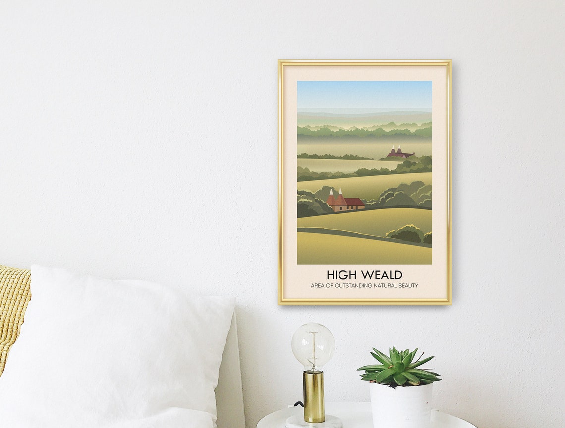 High Weald AONB Vintage Travel Poster - Image 3