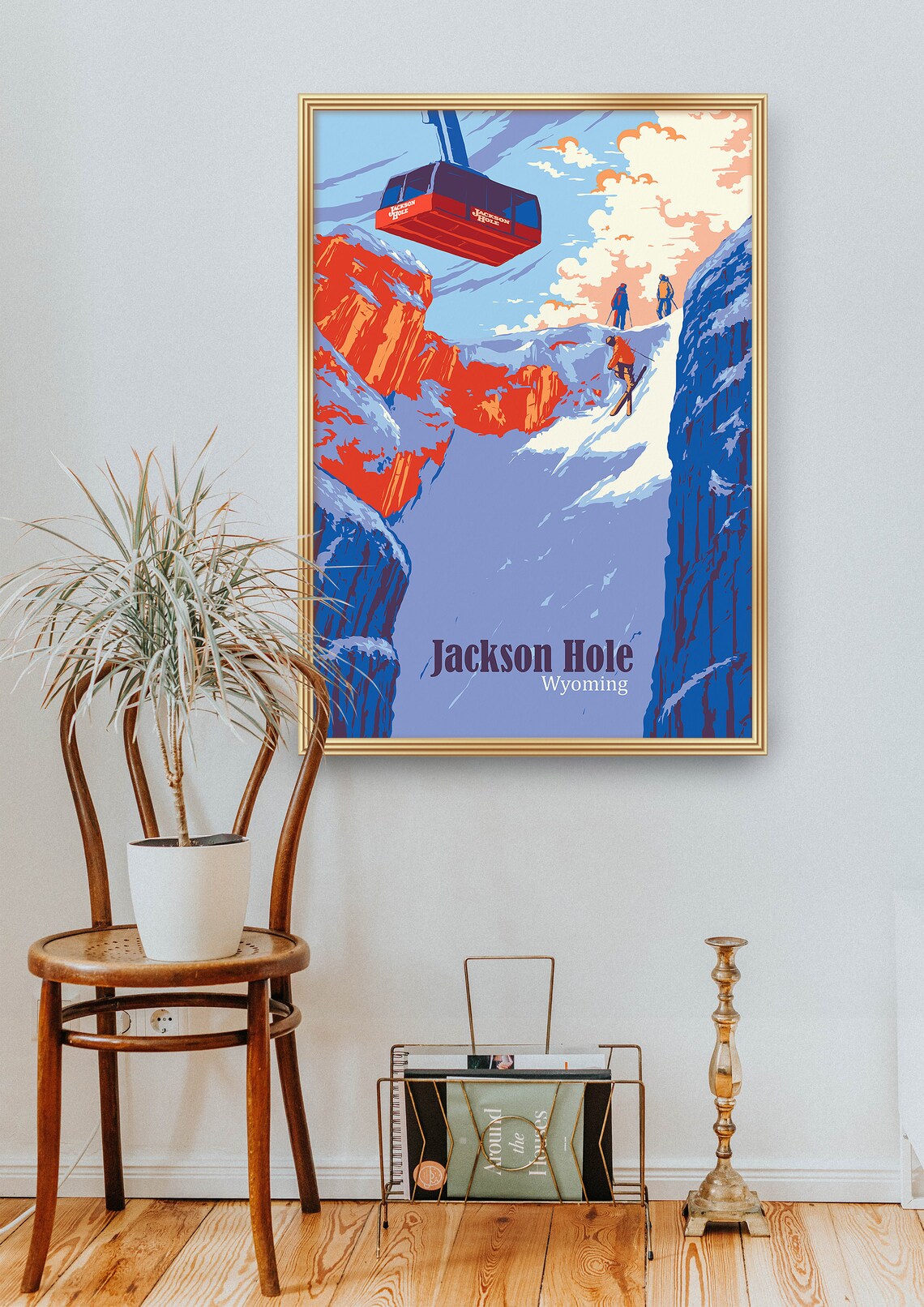 Jackson Hole Skiing Travel Poster, Wyoming Resort - Image 2