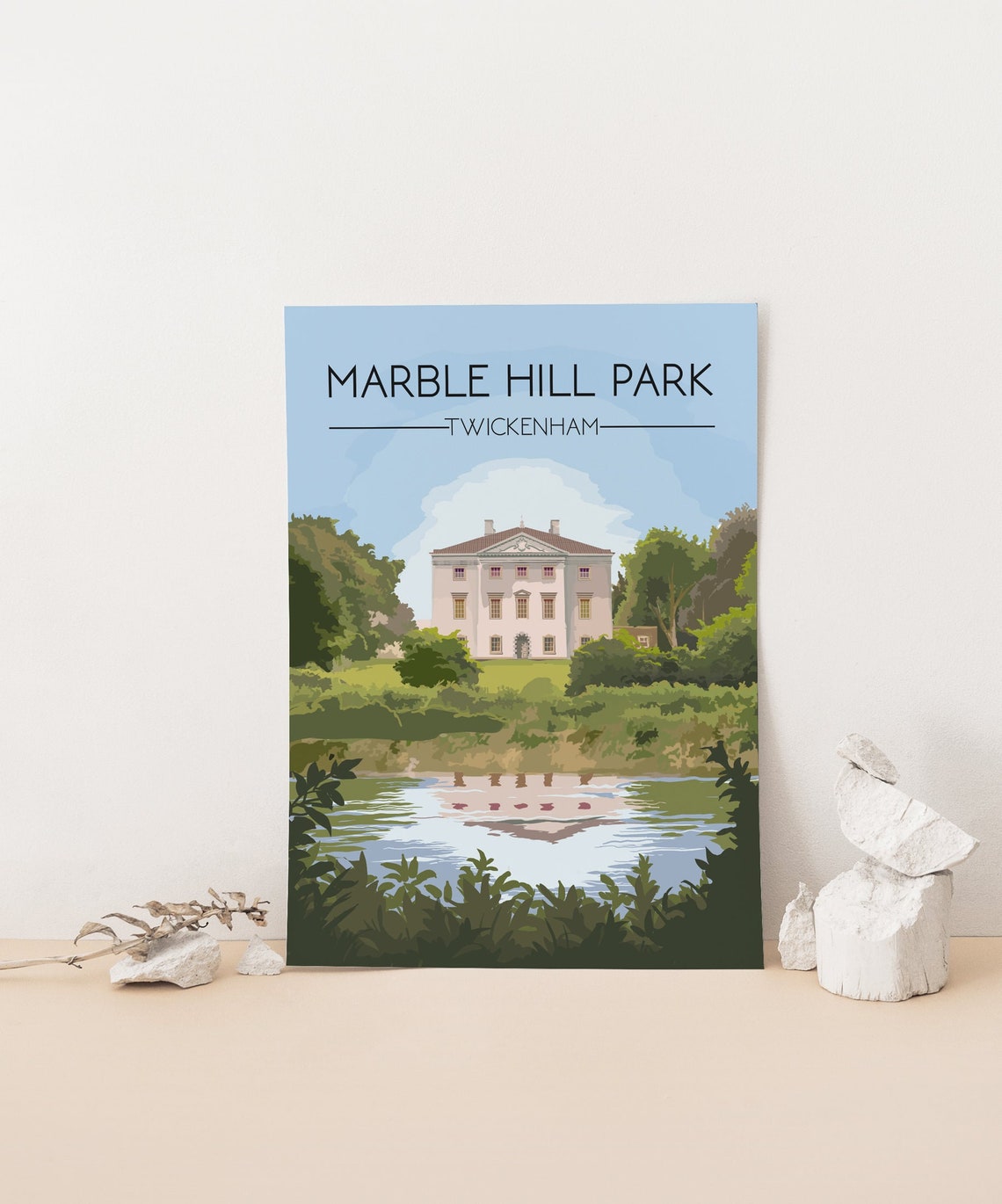 Marble Hill Park Twickenham Mansion River Reflection Scene Poster - Image 4