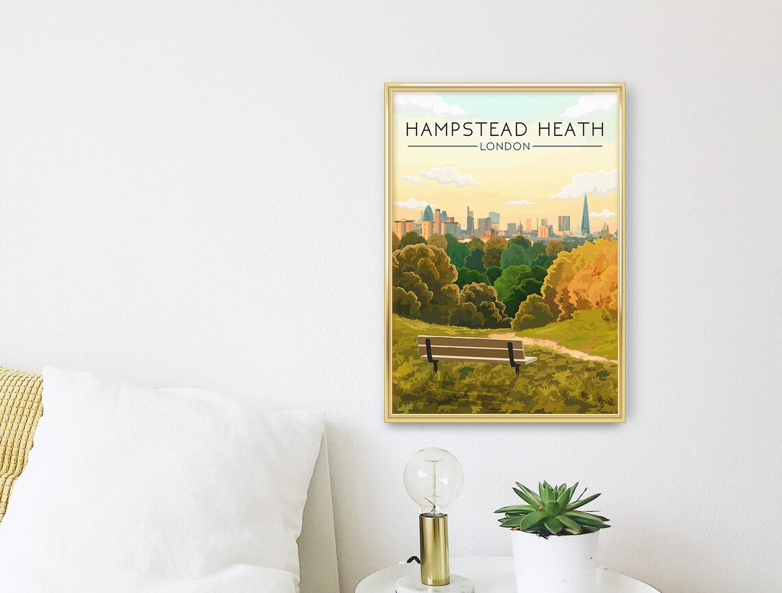 Hampstead Heath London Skyline Travel Poster - Image 3