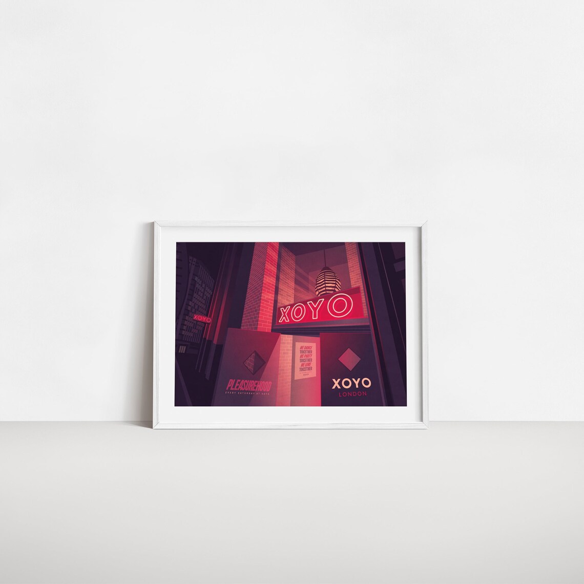 XOYO London Nightclub Poster, Red Neon Venue Entrance Retro Artwork - Image 2