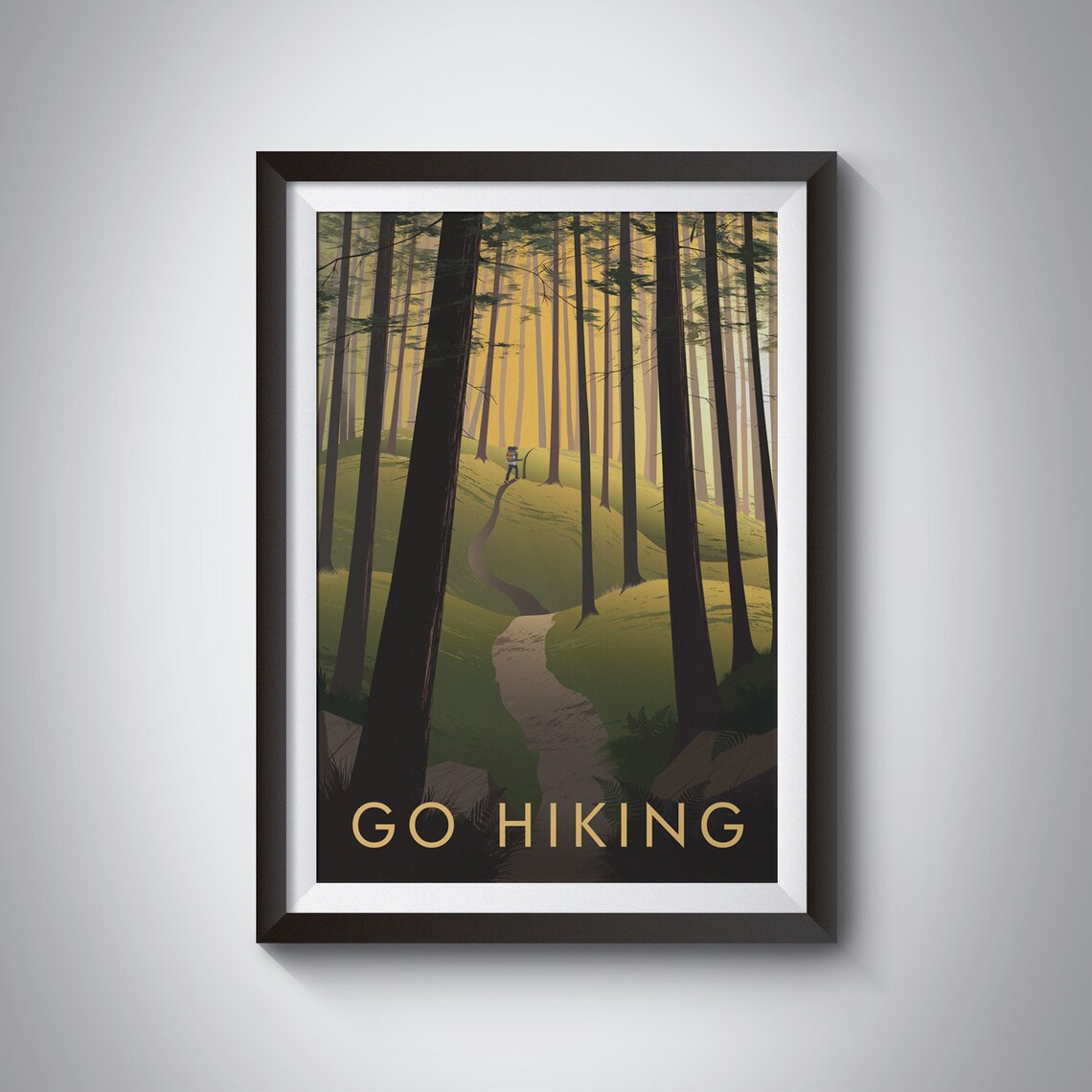 Go Hiking Vintage Travel Poster, Outdoor Adventure