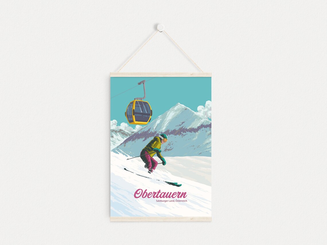 Obertauern Ski Resort Poster Salzburg Austria Sterreich Vintage Travel Print Snowboarding Radstdter Tauern Mountains Retro Ski Art - Image 4
