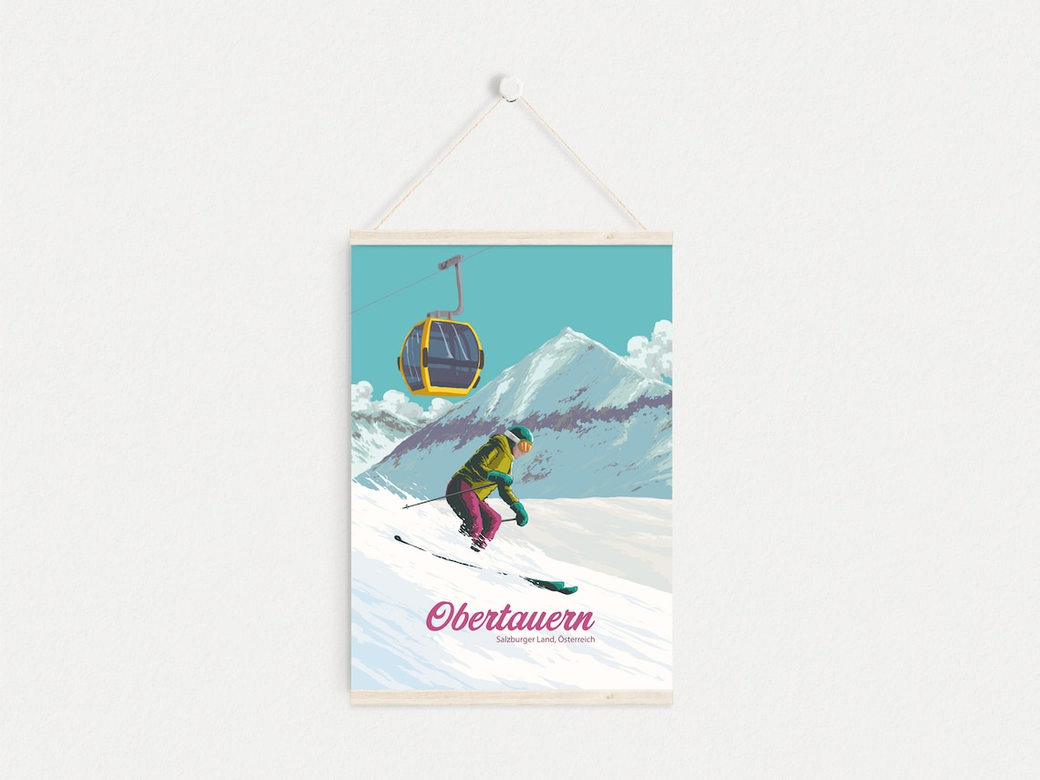 Obertauern Skier Carving Vintage Salzburg Austria Ski Poster - Image 4