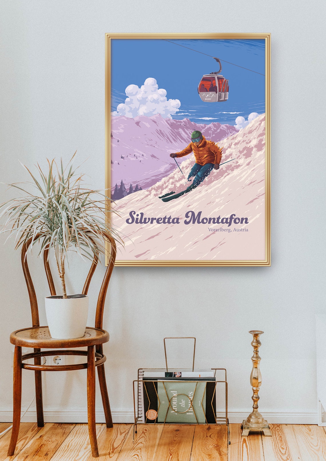 Silvretta Montafon Vorarlberg Austria Skier And Gondola Poster - Image 2