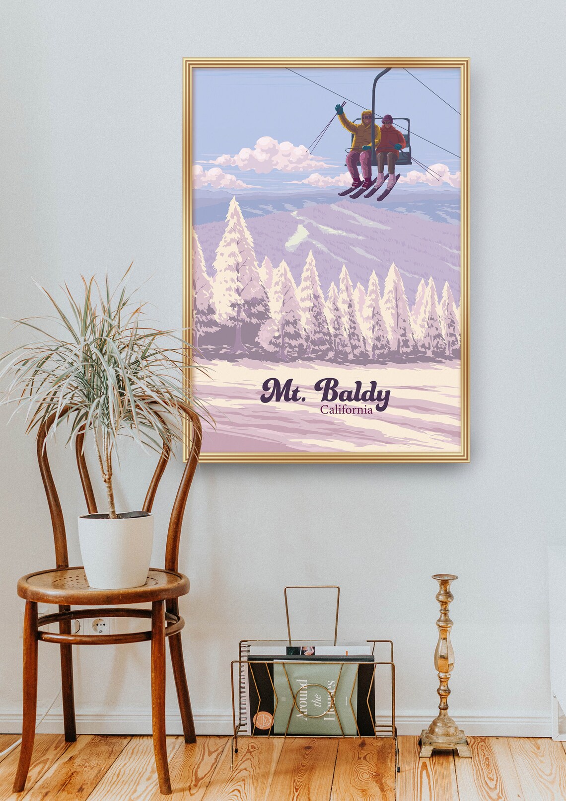 Mt Baldy California Ski Resort Chairlift Snowy Pines Travel Poster - Image 2