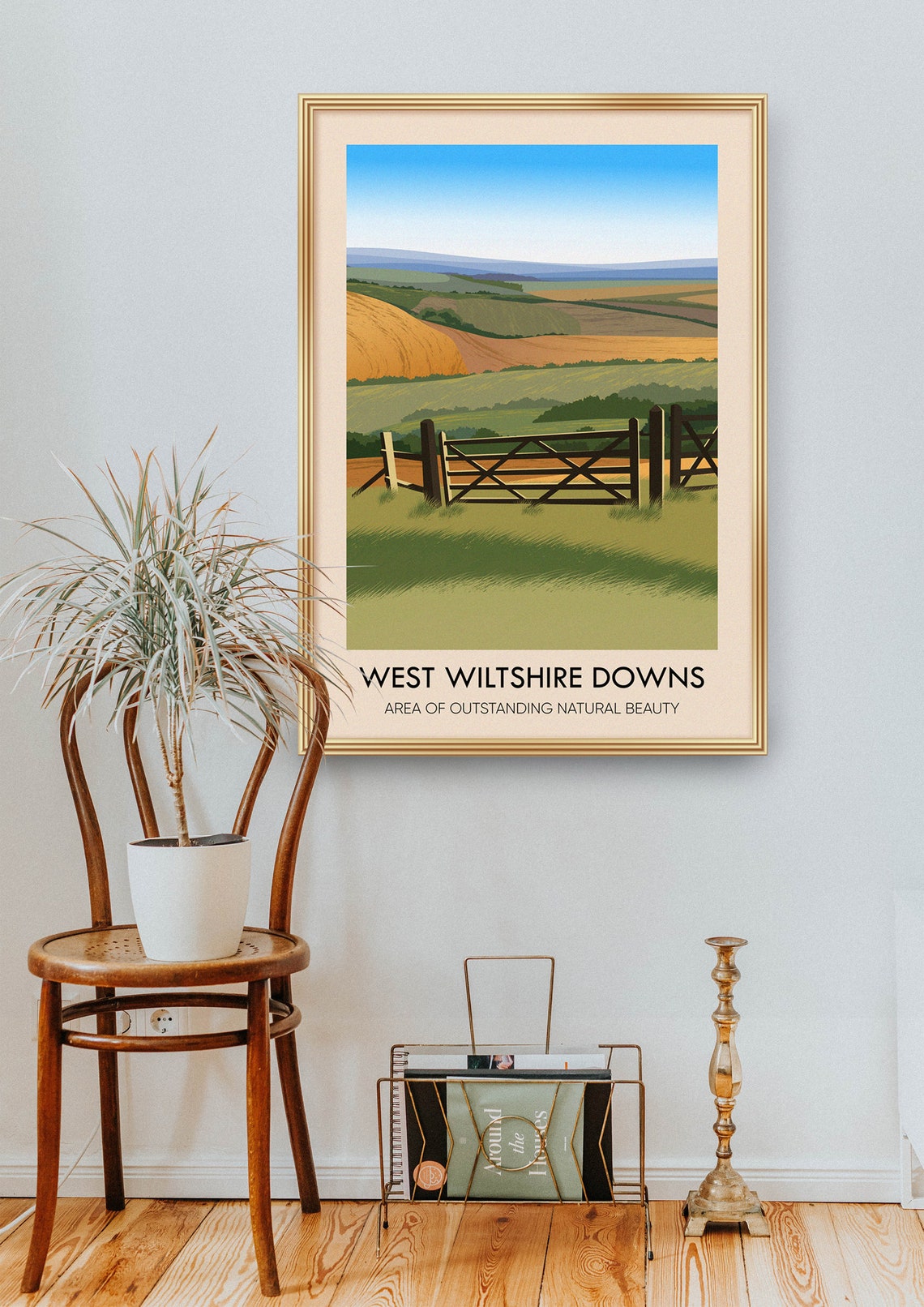 West Wiltshire Downs English Chalk Hills Field Gate Travel Poster - Image 2