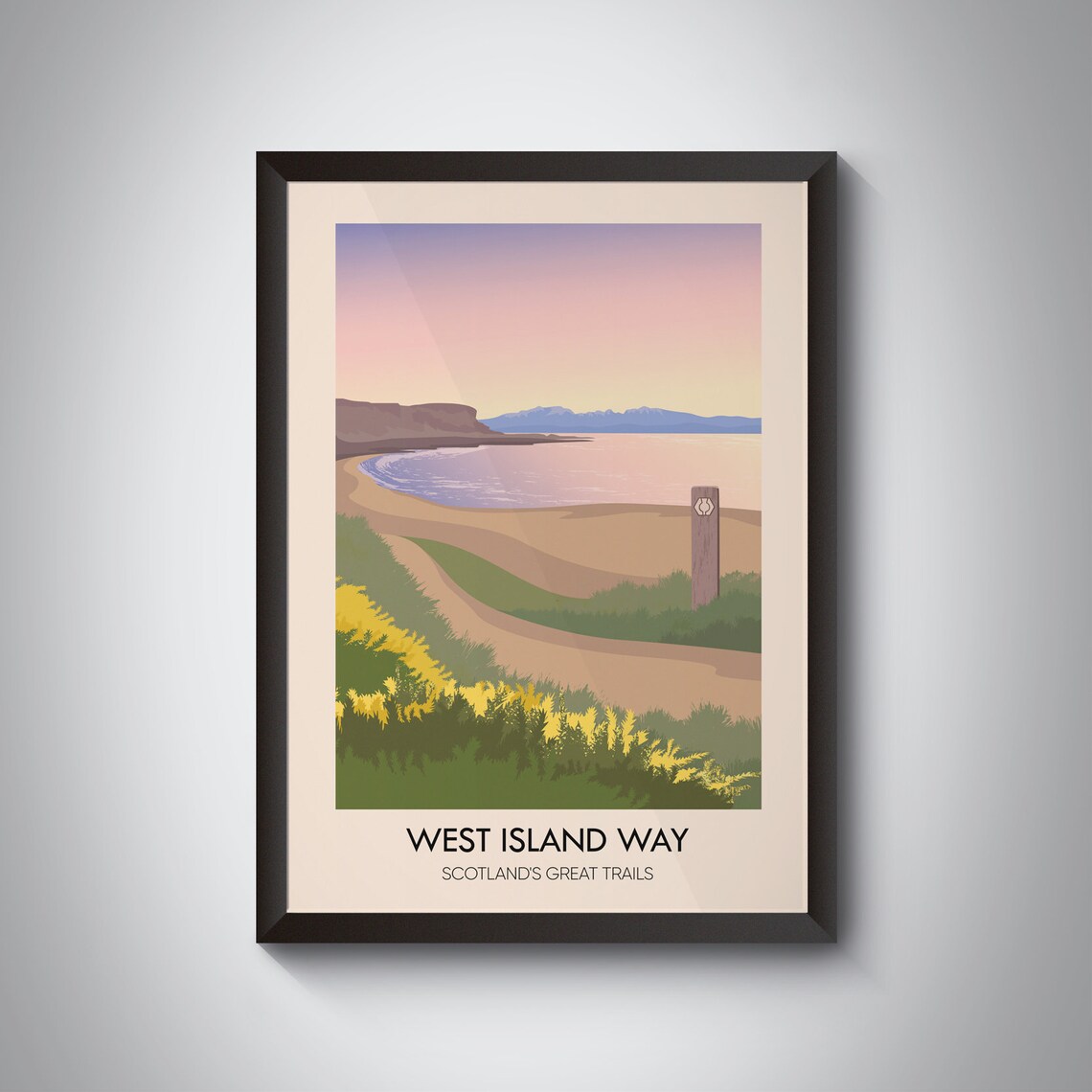 West Island Way Vintage Travel Poster, Scottish Hiking