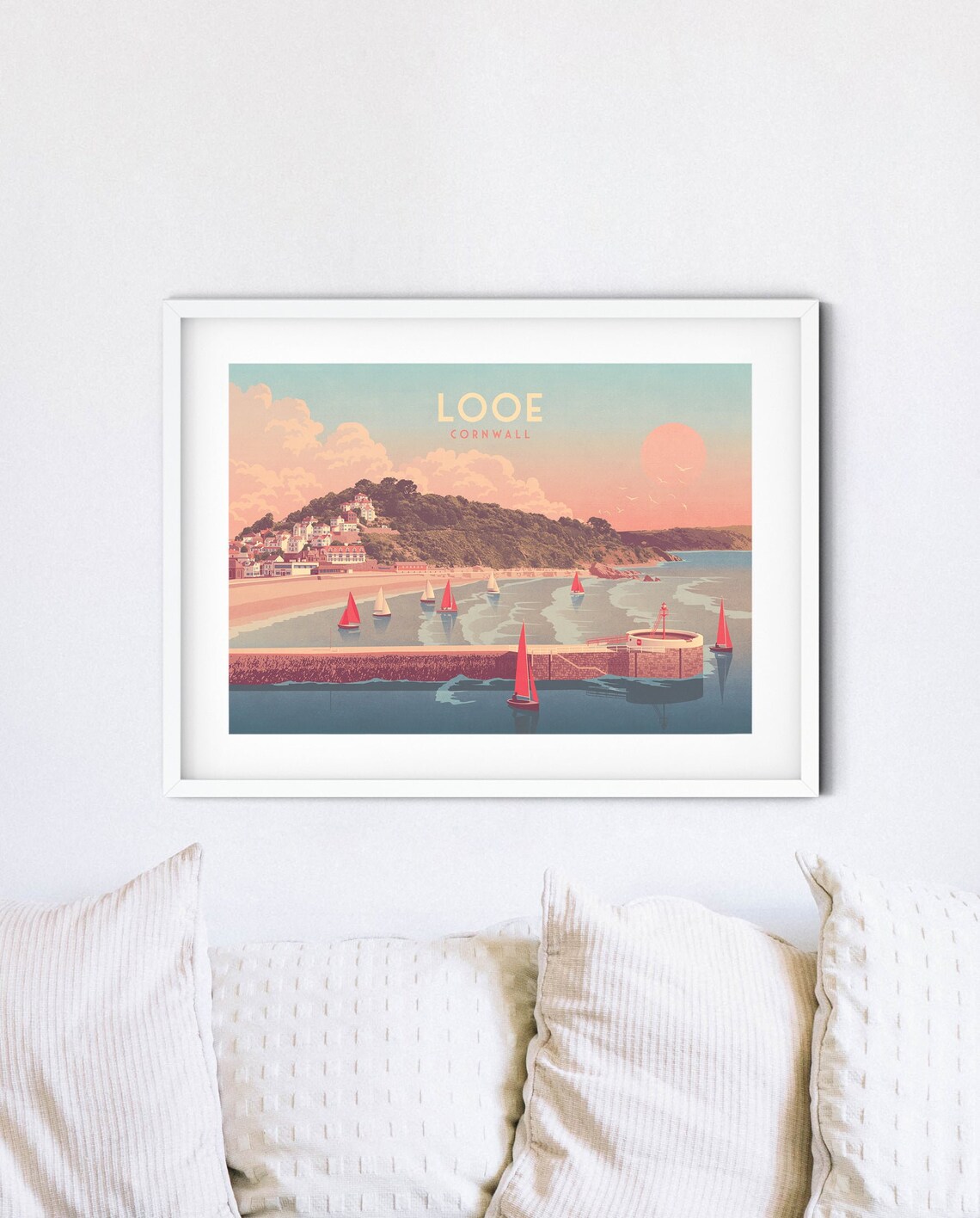 Looe Banjo Pier Cornwall Vintage Travel Poster - Image 4