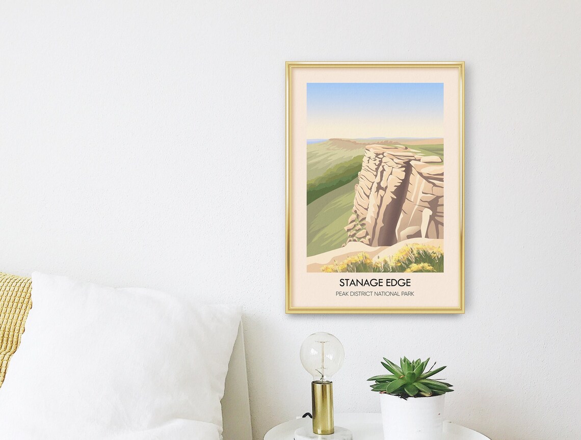 Stanage Edge Peak District National Park Gritstone Crag Climbing Poster - Image 2