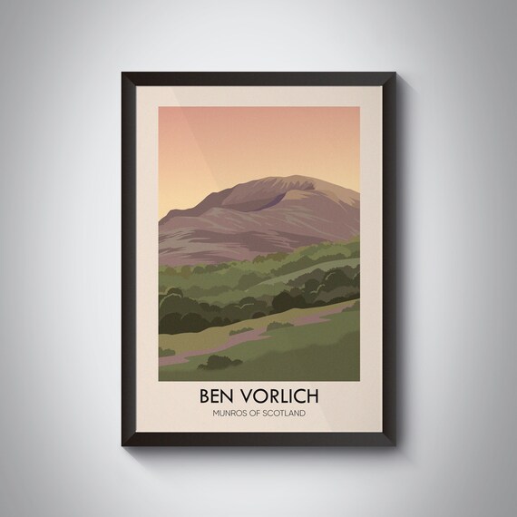 Ben Vorlich Vintage Travel Poster, Scottish Highlands