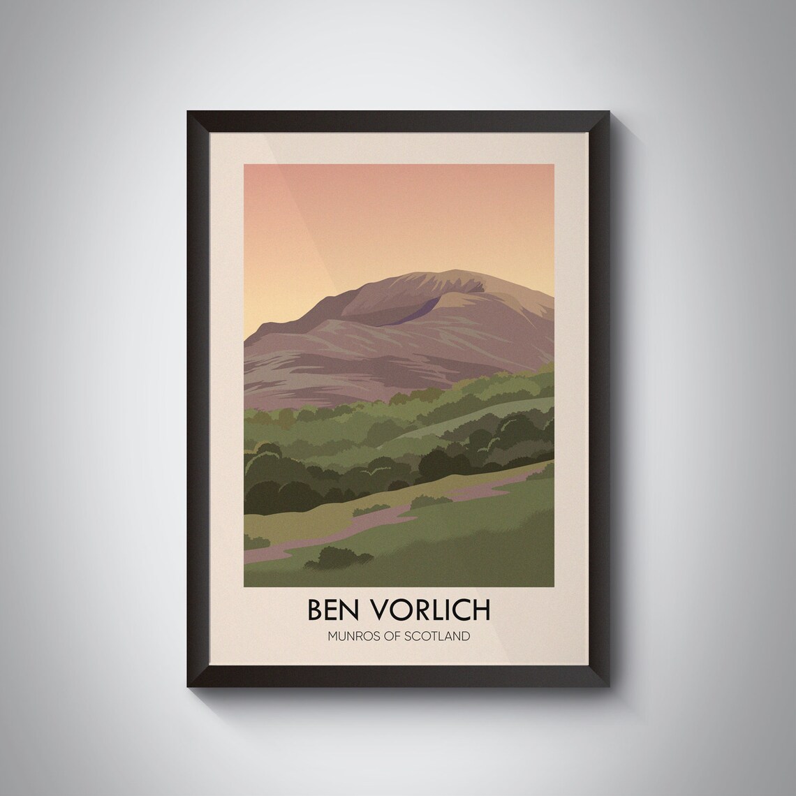 Ben Vorlich Vintage Travel Poster, Scottish Highlands