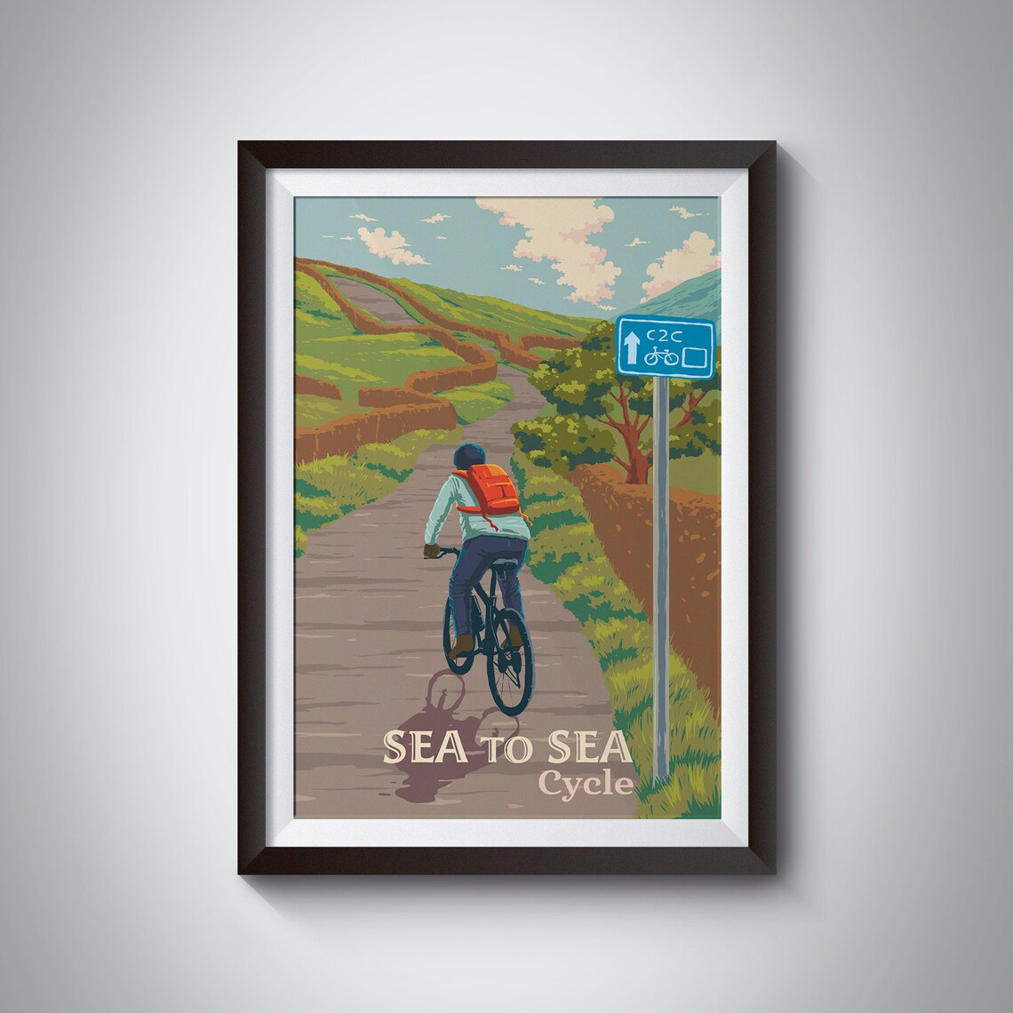 Sea to Sea Cycling Route Art Print, Coast to Coast