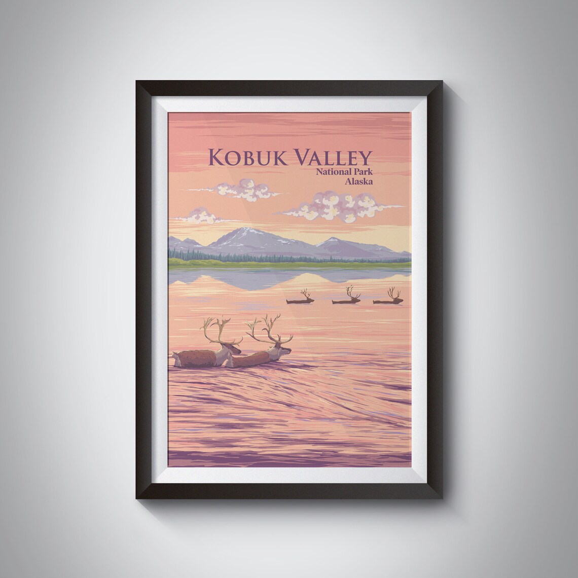 Kobuk Valley National Park Alaska Caribou River Travel Poster