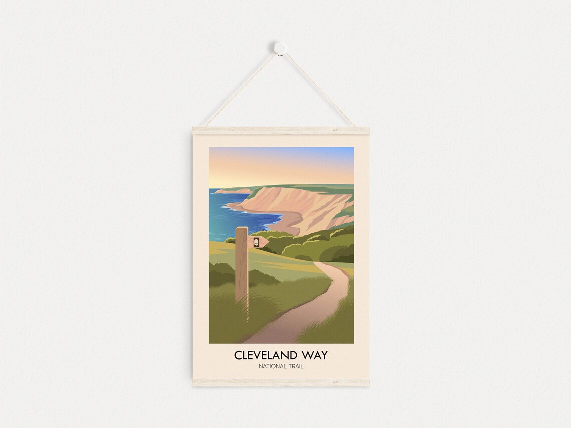Cleveland Way National Trail Coastal Cliffs Hiking Travel Poster - Image 3