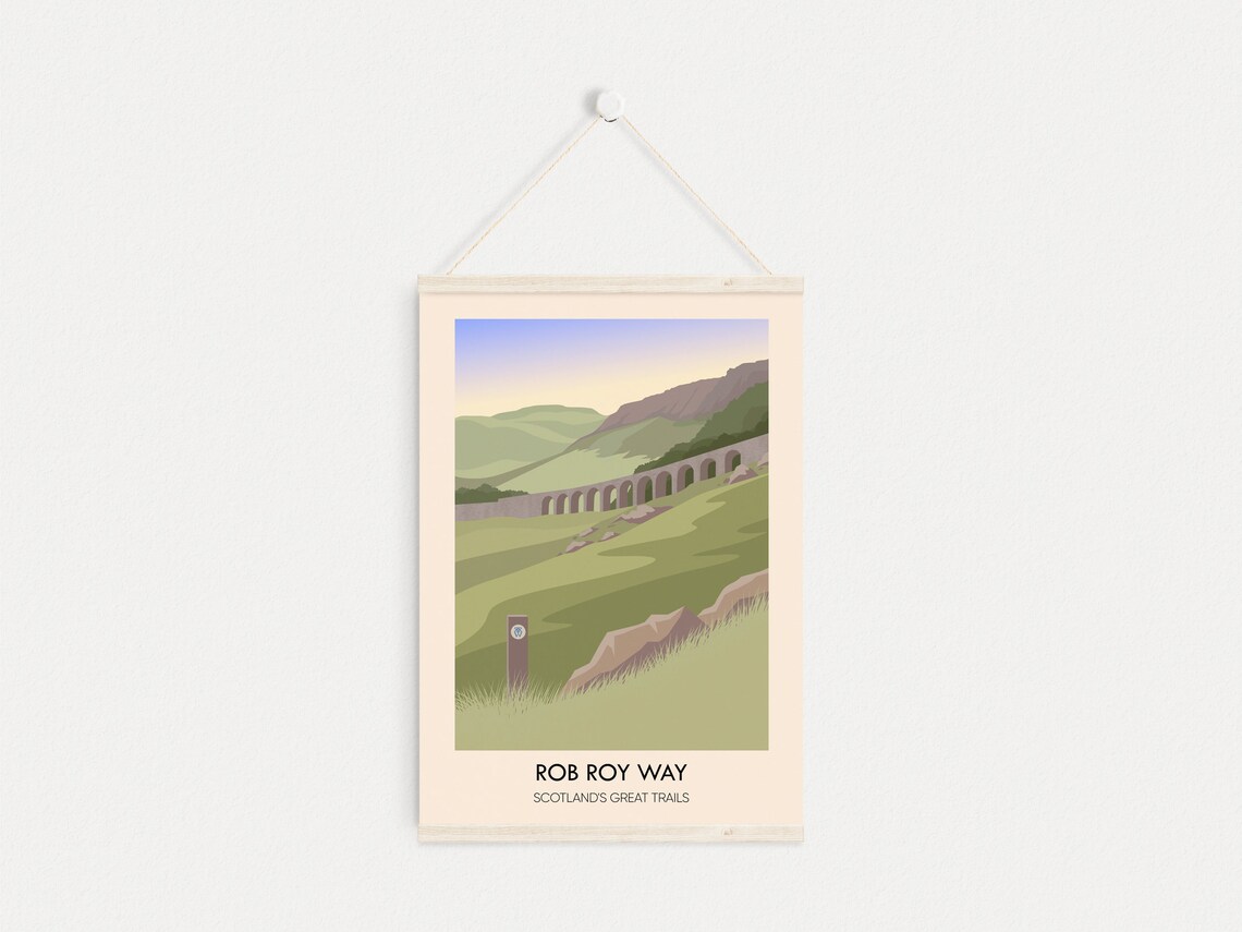 Rob Roy Way Stone Viaduct Over Green Hills Scotland Travel Poster - Image 4