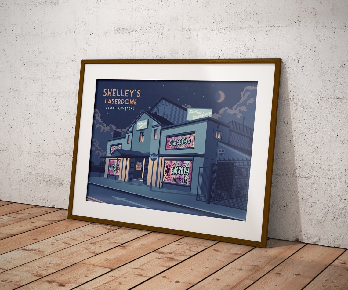 Shelleys Laserdome Nightclub Vintage Poster, Staffordshire - Image 3