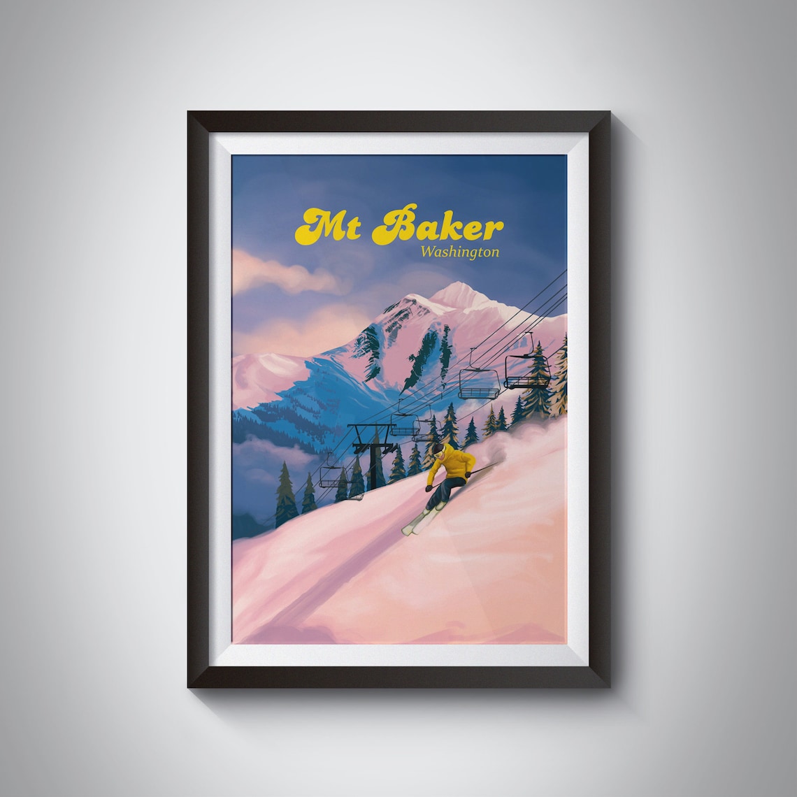 Mt Baker Ski Resort Vintage Travel Poster Print