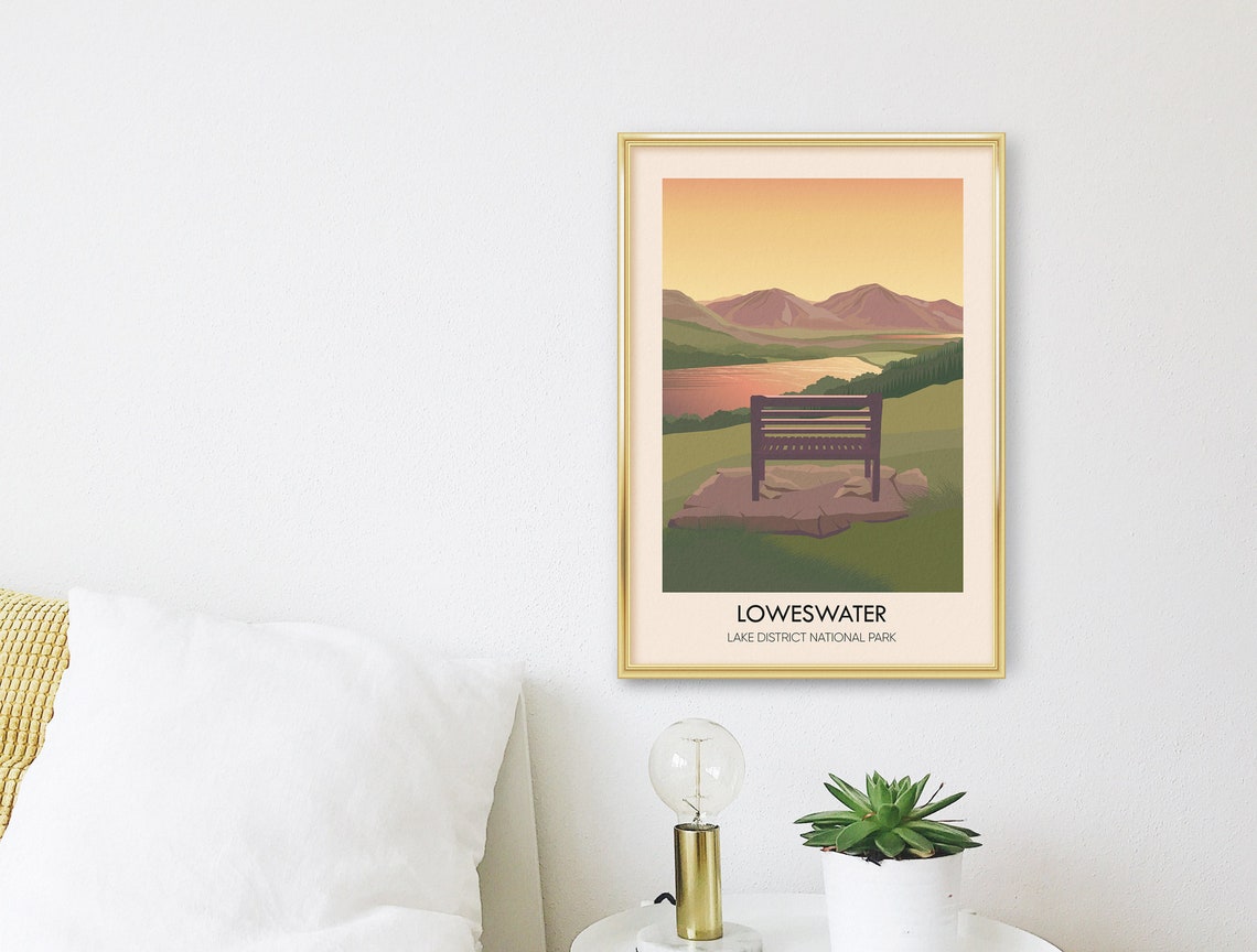 Loweswater Travel Poster Lake District National Park Cumbria Fells Vale Of Lorton Vintage Travel Print Crummock Water Buttermere - Image 3