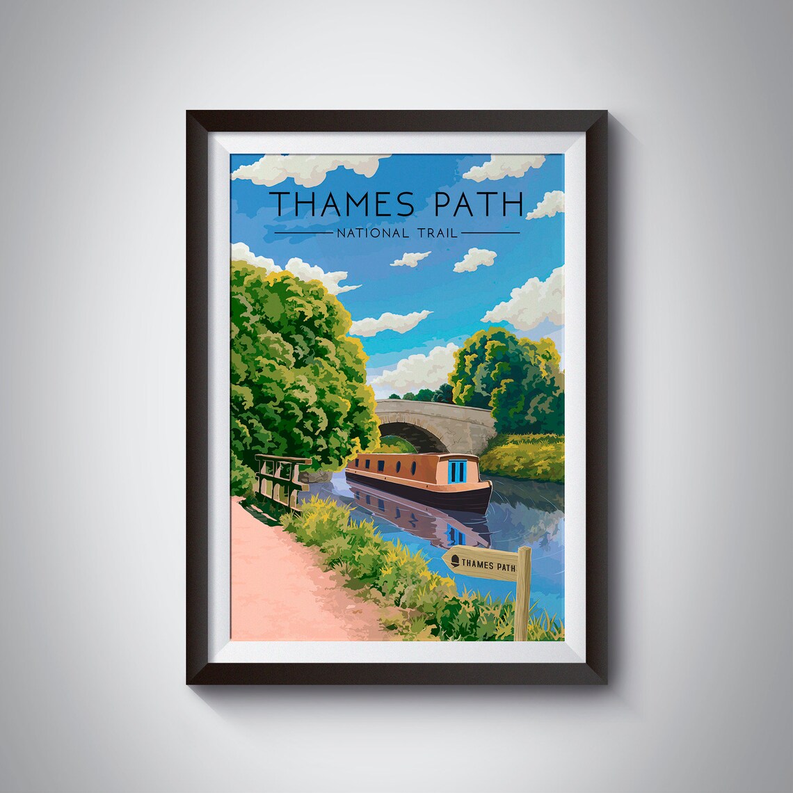 Thames Path National Trail Hiking Gift Wall Art Print