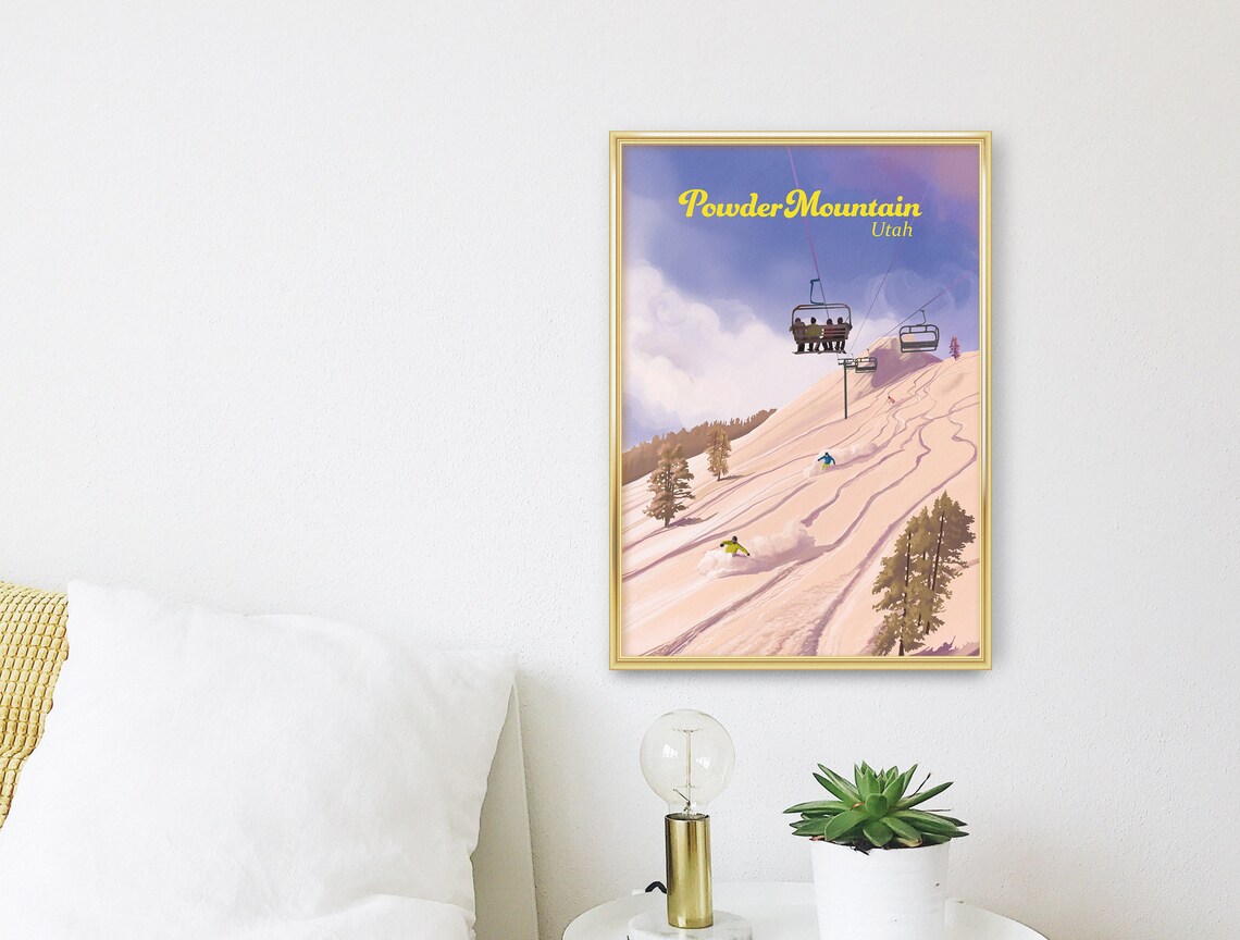 Powder Mountain Ski Resort Utah Vintage Travel Poster - Image 3