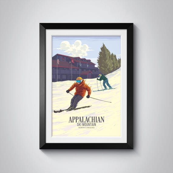 Appalachian Ski Mountain Poster North Carolina Ski Resort Print Appalachian Ski Mountain Print North Carolina Ski Poster Trail Map Art