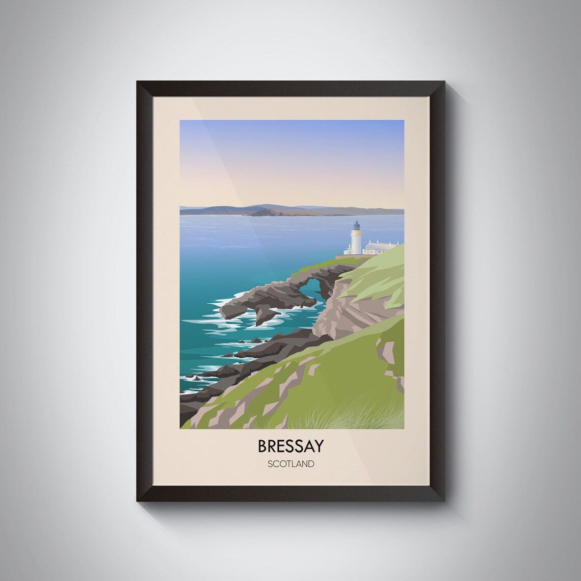 Bressay Shetland Scotland Lighthouse Rocky Cliff Coastline Poster