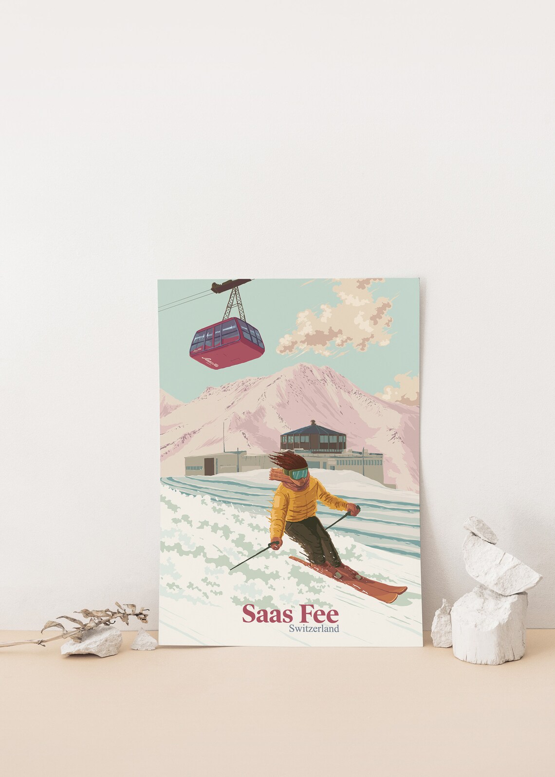 Saas Fee Ski Resort Travel Poster, Swiss Alps - Image 4