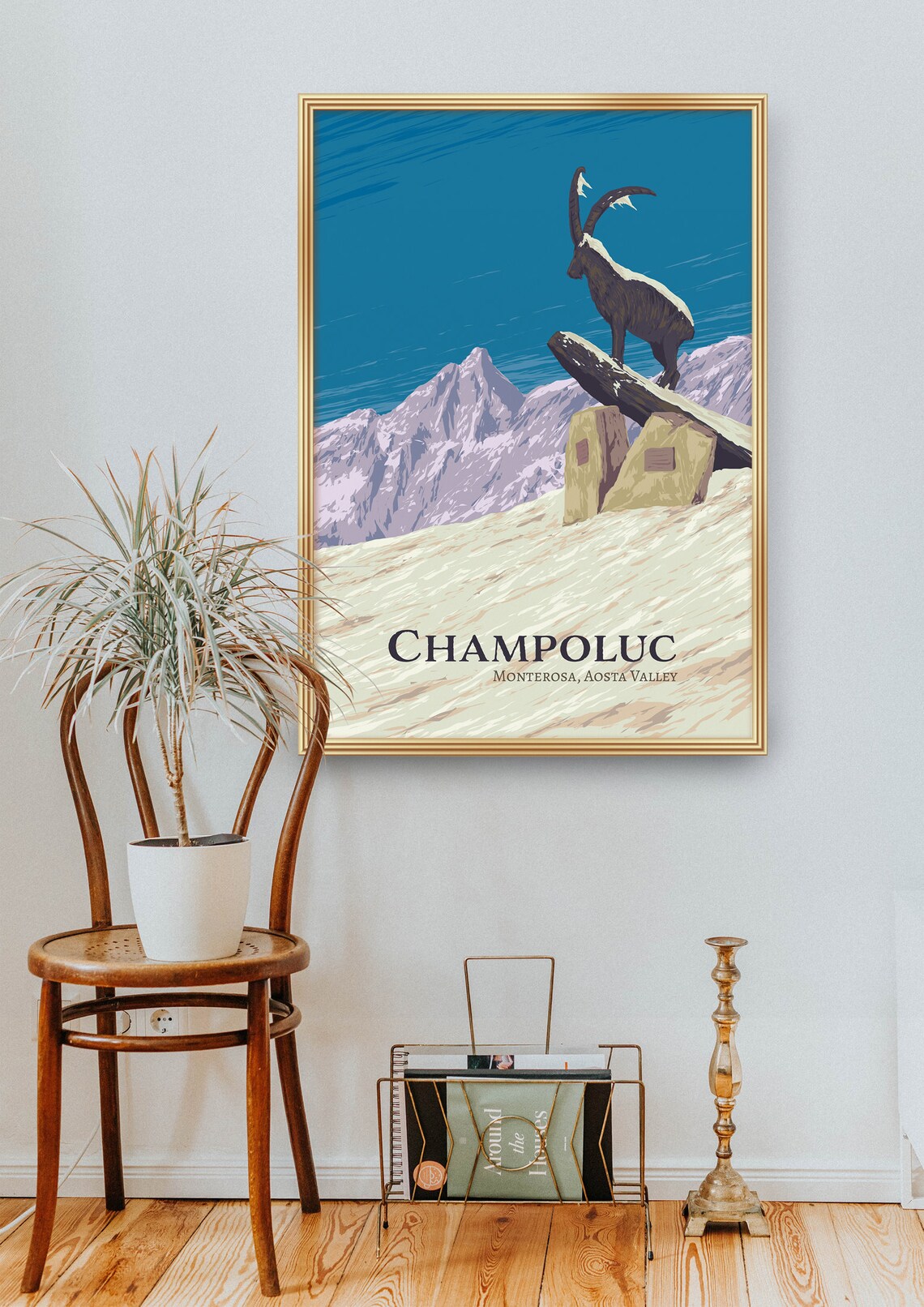 Champoluc Ski Resort Vintage Travel Poster, Italy - Image 2