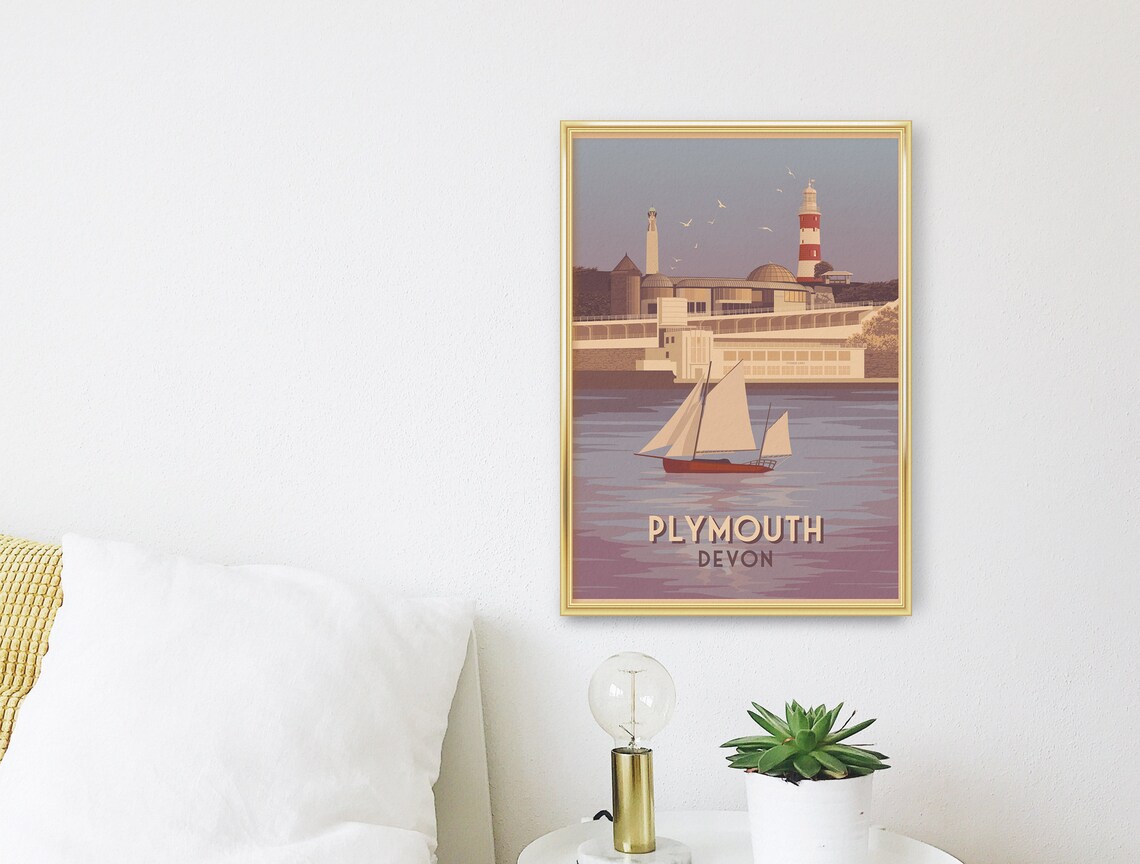 Plymouth Vintage Travel Poster, Devon Seaside Print - Image 3