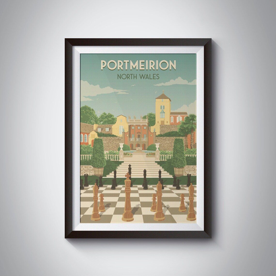 Portmeirion Travel Poster, North Wales Village